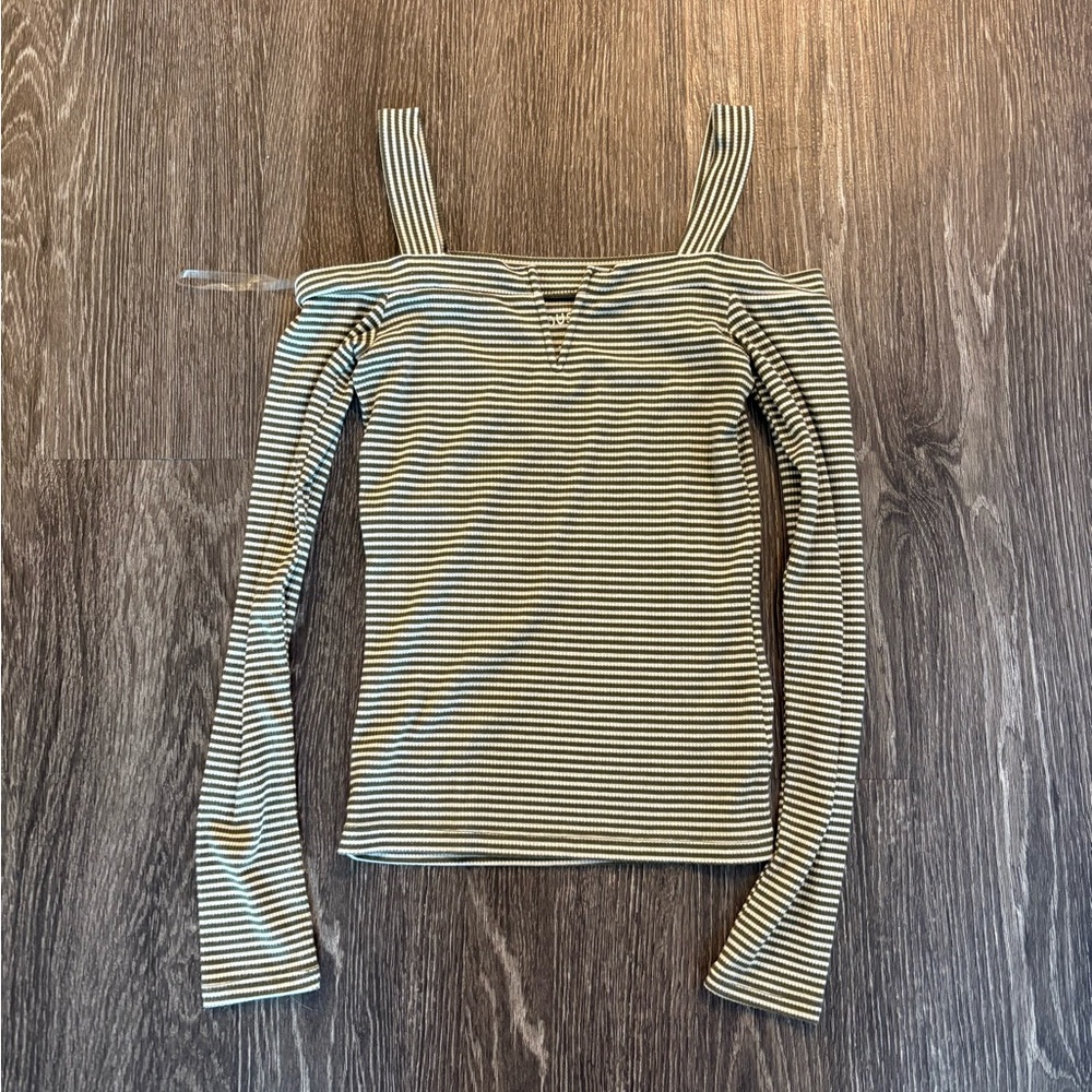 Green Fitted Ribbed Blouse
